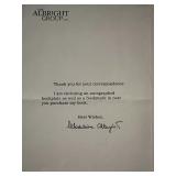 Madeleine Albright facsimile signed note. 5x8...