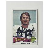 Dallas Cowboys D.D Lewis 1975 Topps #118 signed...