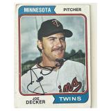 Minnesota Twins Joe Decker signed 1974 Topps...