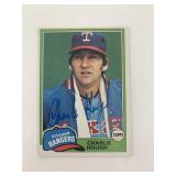 Charlie Hough signed baseball card