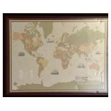 World Map custom framed
