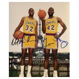 Los Angeles Lakers legends Magic Johnson and...