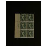 Six Unused 1 Cent Stamps with Plate Number