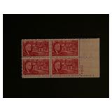 Four 2 Cent Roosevelt Stamps with Plate Number