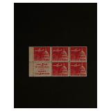 Five 8 Cent US Airmail Stamps with Plate Slogan...