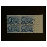 Four 5 Cent Roosevelt Stamps with Plate Number