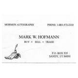 Forger Mark Hofmann Signed Card