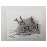 Sherry Steele signed Giraffes Postcard