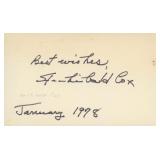 Archibald Cox signed note dated January 1978