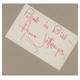 Topper Anne Jeffreys signed note