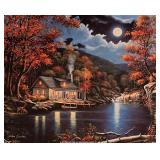 John Zaccheo Cabin by the River at Night Art Print