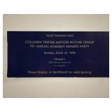 Original 1998 Valet Parking Pass to 70th Annual...