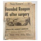 Reagan Shot Chicago Tribune Original 1981...