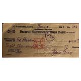Zane Grey signed check dated 1928