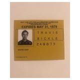 Taxi Driver Travis Bickle drivers license ID prop
