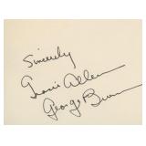George Burns and Gracie Allen signature cut