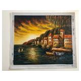Seaside Town original painting on canvas