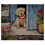 Vintage USA Retriever Puppy Garden Art Print
