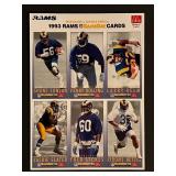 1993 Rams Football Uncut Card Sheet