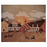 Vintage Folk Art Town Art Print
