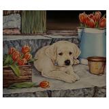 Vintage USA Retriever Puppy Garden Art Print