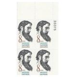Sidney Lanier American Poet Plate Block