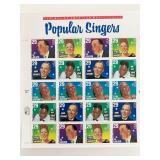 USPS Popular Singers Sheet of Twenty 29 Cent...