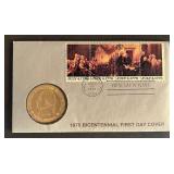 US Bicentennial FDC with commemorative coin