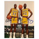Los Angeles Lakers legends Magic Johnson and...