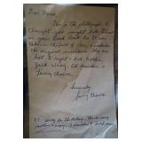 Larry Chance handwritten letter