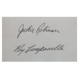 Jackie RobinsonRoy Campanella signed slip