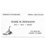 Forger Mark Hofmann Signed Card
