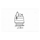 Charles Schulz signed Snoopy sketch with envelope