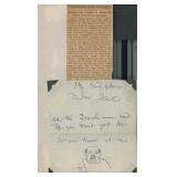 Author Tudor Jenks handwritten note with sketch