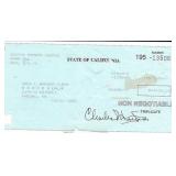 Cult Leader Charles Manson Signed Check