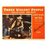 Three Violent People signed lobby card