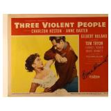 Three Violent People signed lobby card