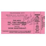 Wink Martindale signed Tic, Tac Dough admission...
