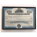 Framed Phillips Petroleum Company Stock...