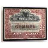 Framed Bush Terminal Company Stock Certificate