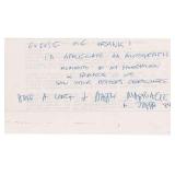 Frank Zappa signed note