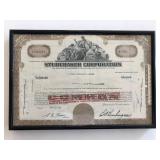 Framed Studebaker Corporation Stock Certificate