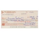American Singer Sam Coslow signed check