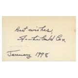 Archibald Cox signed note dated January 1978