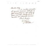 Eric Sloan handwritten signed letter