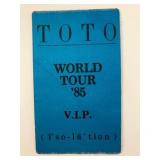 Toto 1987 World Tour Isolation Backstage Pass