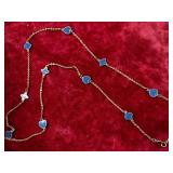 Super long necklace with blue charmes