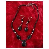 Beaded necklace and matching earring set