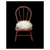 antique painted red farmhouse spindle back chair