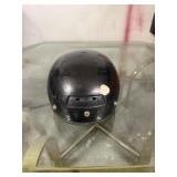 black motorcycle half-shell helmet
